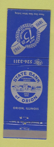 Matchbook Cover - State Bank of Orion IL 1965