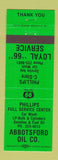 Matchbook Cover - Phillips 66 oil gas Abbotsford WI