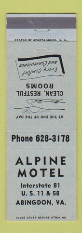 Matchbook Cover - Alpine Motel Abingdon VA