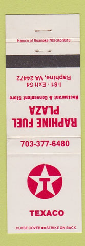 Matchbook Cover - Texaco oil gas Raphine Fuel VA