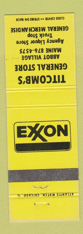 Matchbook Cover - Titcomb's General Store Exxon oil gas Abbot Village ME