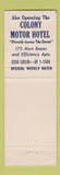 Matchbook Cover - Colonial House Motel Cleveland OH