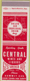 Matchbook Cover - Central Wines Liquor Argo IL
