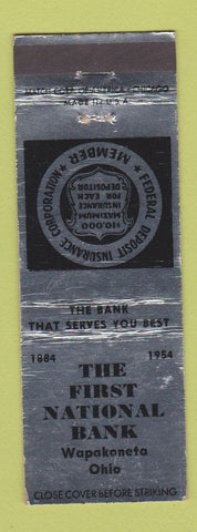 Matchbook Cover - First National Bank Wapakoneta OH 1954 WEAR