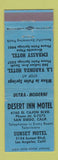 Matchbook Cover - Desert Inn Motel San Diego Los Angeles Palm Springs CA