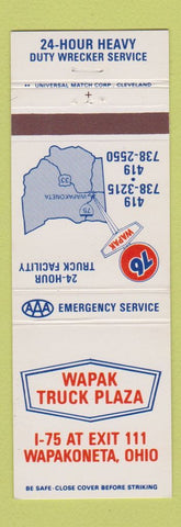 Matchbook Cover - Wapak Truck Plaza Union 76 oil gas Wapakoneta OH