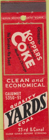Matchbook Cover - Koppers Coal Coke Lumber? Chicago IL