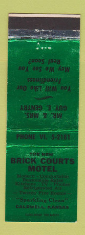 Matchbook Cover - Brick Courts Motel Caldwell KS