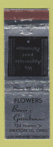 Matchbook Cover - Bower's Greenhouses Flowers Dayton OH