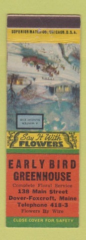 Matchbook Cover - Early Bird Greenhouse Flowers Dover Foxcroft ME