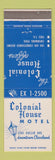 Matchbook Cover - Colonial House Motel Cleveland OH