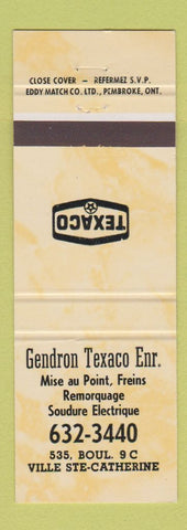 Matchbook Cover - Gendron Texaco oil gas Ville Ste Catherine QC