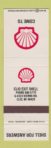 Matchbook Cover - Shell oil gas Clio MI
