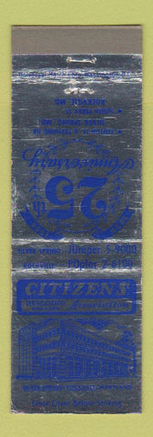 Matchbook Cover - Citizens Building and Loan Silver Spring Rockville MD 1954