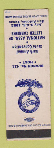 Matchbook Cover - National Association Letter Carriers San Antonio TX 1952