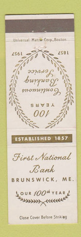 Matchbook Cover - First National Bank Brunswick ME 1957