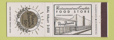 Matchbook Cover - Percy Brown's Grocery  Wilkes Barre PA 1955