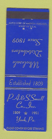 Matchbook Cover - PA S Small Company York POA 1951