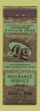 Matchbook Cover - Home Mutual Insurance Harvey Krohn Whitewater WI 1950