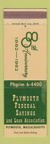 Matchbook Cover - Plymouth Federal Savings and Loan MA 1962