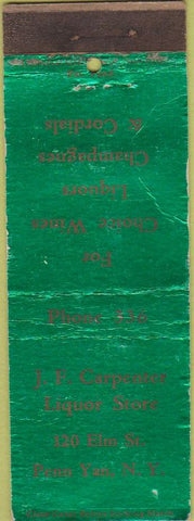 Matchbook Cover - JF Carpenter Liquor Penn Yan NY CREASE