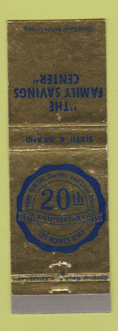 Matchbook Cover - Home Federal Savings Des Moines IA 1956 WEAR