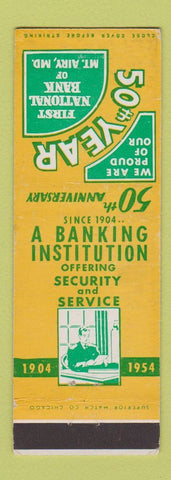 Matchbook Cover - First National Bank Mount Airy MD 1954