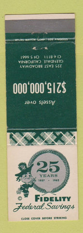 Matchbook Cover - Fidelity Federal Savings Glendale CA 1962