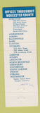 Matchbook Cover - Worcester County National Bank MA 1964