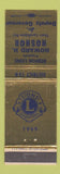 Matchbook Cover - Lions Club Hebron OH 1969 Hwoard Hoshor
