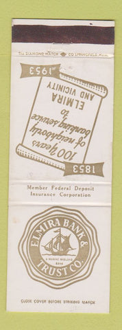 Matchbook Cover - Elmira Bank and Trust NY 1953