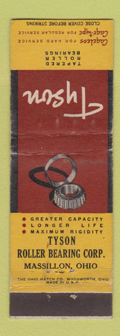 Matchbook Cover - Tyson Roller Bearings Massillon OH  WEAR
