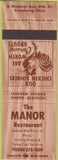 Matchbook Cover - The Manor Restaurant Strasburg OH