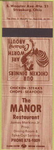 Matchbook Cover - The Manor Restaurant Strasburg OH