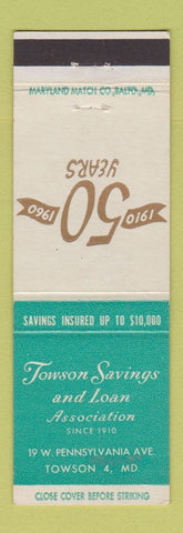Matchbook Cover - Towson Savings and Loan MD 1960