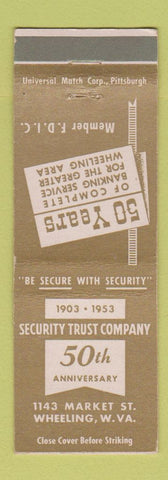 Matchbook Cover - Security Trust Company Wheeling WV 1953