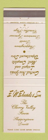 Matchbook Cover - EW Edwards Cherry Valley Room Shoppingtown Dewitt NY