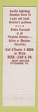 Matchbook Cover - Reed Lear Stocks Bonds Pittsburgh PA Butler Meadville