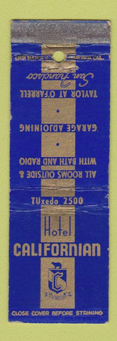 Matchbook Cover - Hotel Californian San Francisco CA WEAR