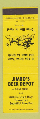 Matchbook Cover - Jimbo's Beer Depot Blue Ball
