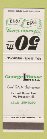 Matchbook Cover - George Busse Real Estate Insurance Mount Prospect IL 1973