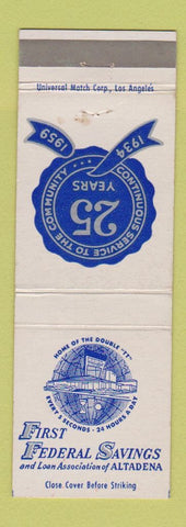 Matchbook Cover - First Federal Savings Altadena CA 1959