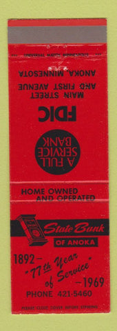 Matchbook Cover - State Bank of Anoka MN 1969