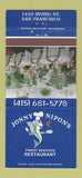 Matchbook Cover - Jonny Nipon's Seafood San Francisco CA 30 Strike
