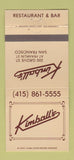 Matchbook Cover - Kimball's Restaurant San Francisco CA 30 Strike