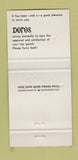 Matchbook Cover - Doros San Francisco CA restaurant 30 Strike