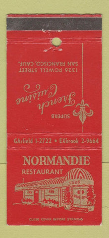 Matchbook Cover - Normandie Restaurant French San Francisco CA 30 Stick