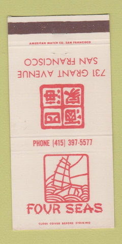 Matchbook Cover - Four Seas San Francisco CA Restaurant Chinese 30 Strike