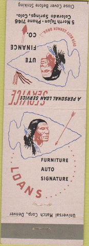 Matchbook Cover - Ute Finance Co Colorado Springs CO Indian