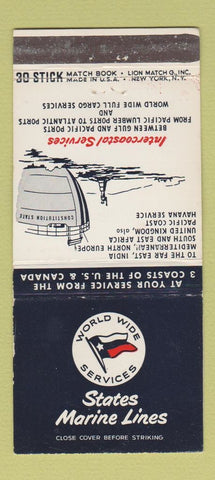 Matchbook Cover - States Marine Laines Shipping WEAR 30 Stick